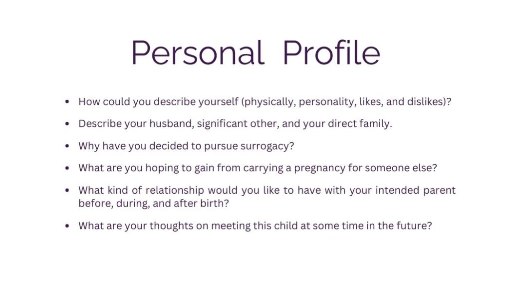 Personal Profile outline