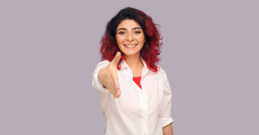 Woman shaking hands