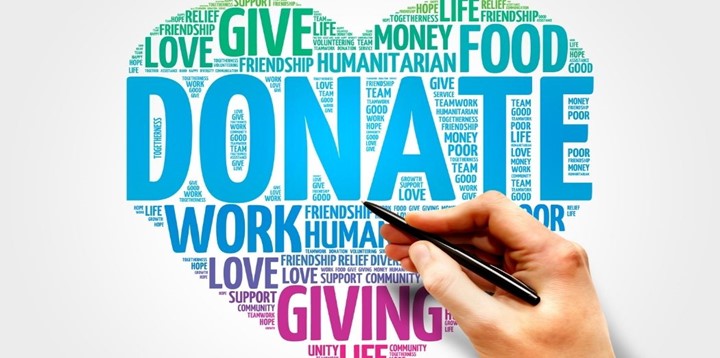 Image of a heart with the words Donate