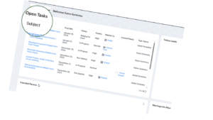 Infertility Portal's CRM showing tasks that were created in the Surrogate Module