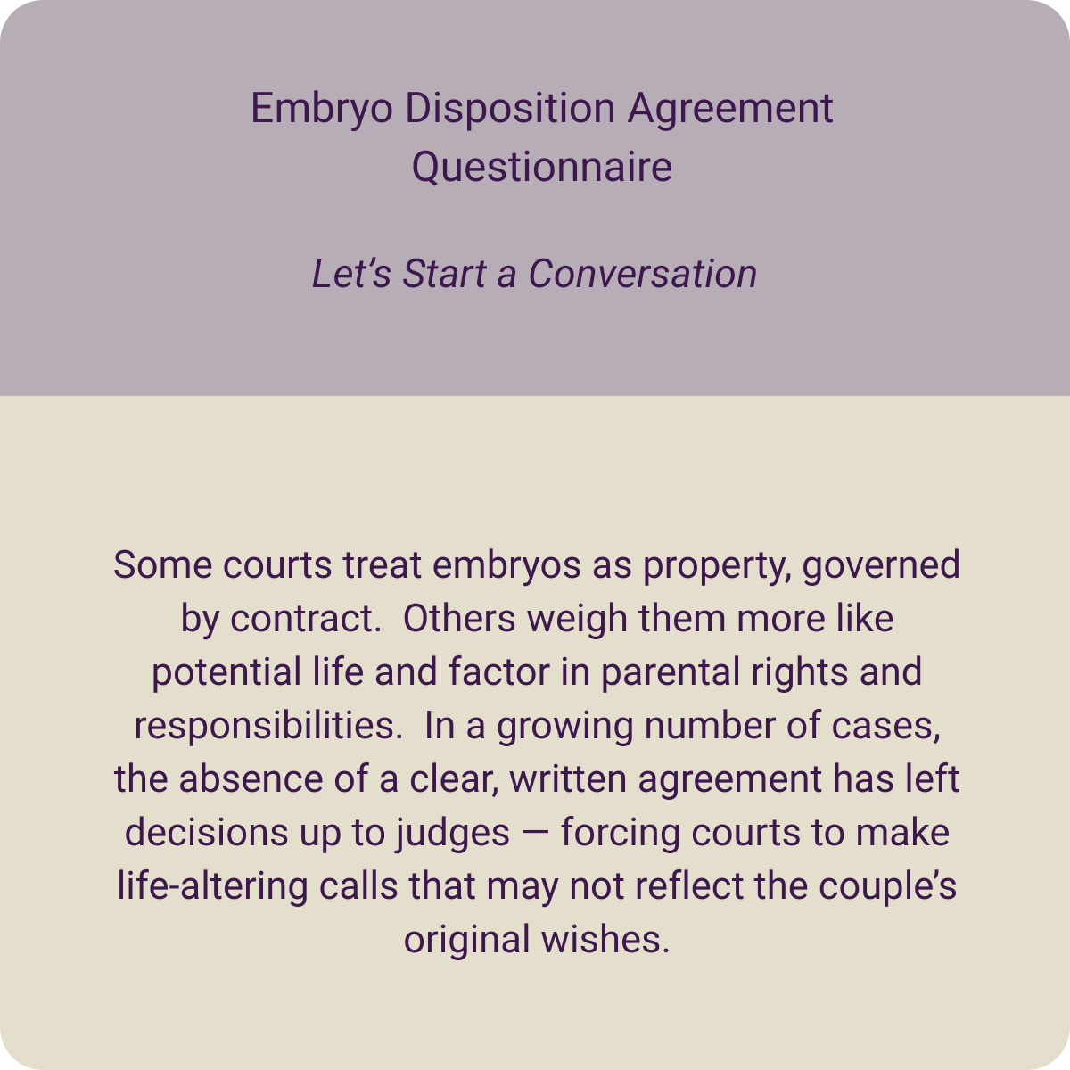 Embryo Disposition Questionnaire