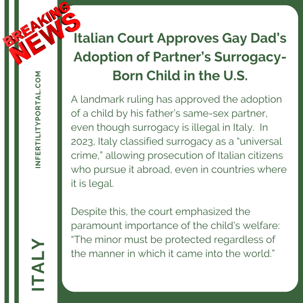 Italy - 2nd IP adoption of child approved (KS posted May 22, 2025