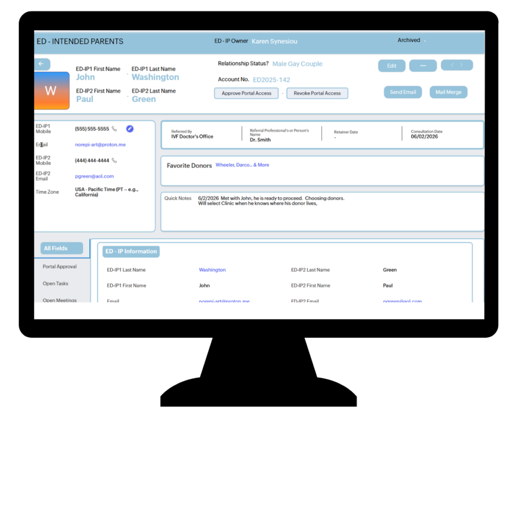 ED-IP record showing ED selection