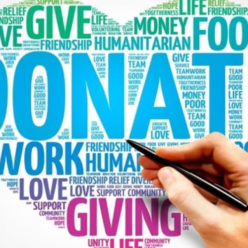 Image of a heart with the words Donate